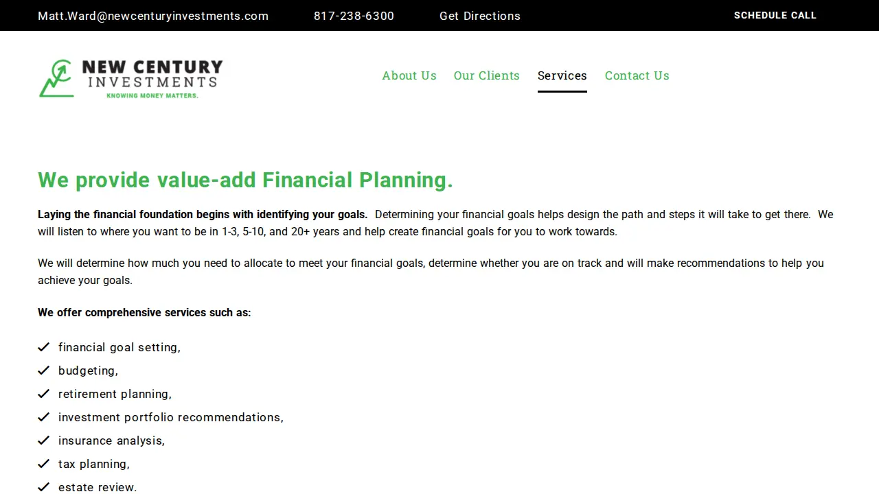 New Century Investments page