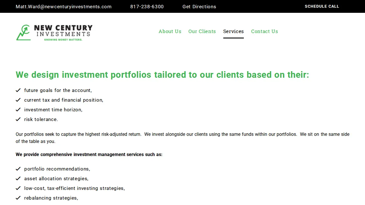 New Century Investments page