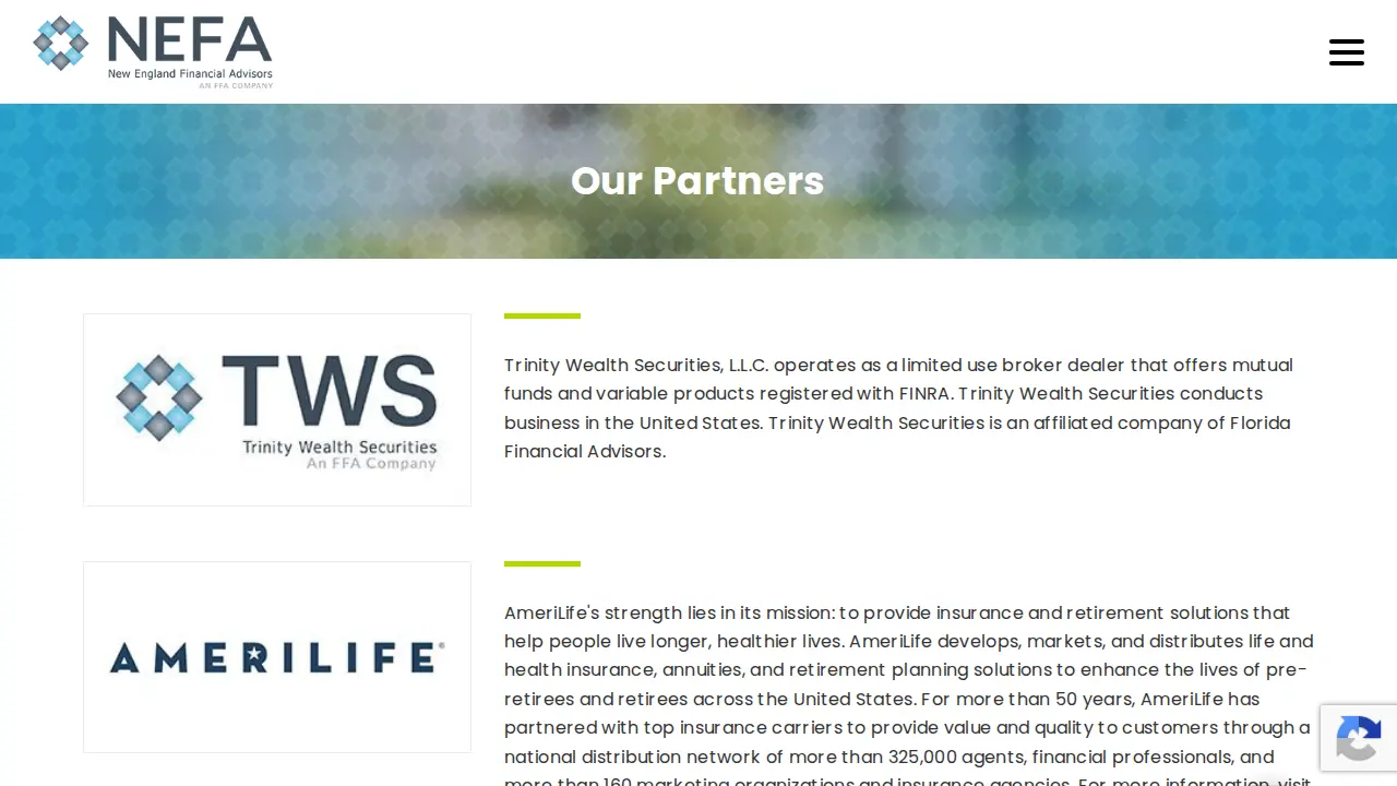 New England Financial Advisors page