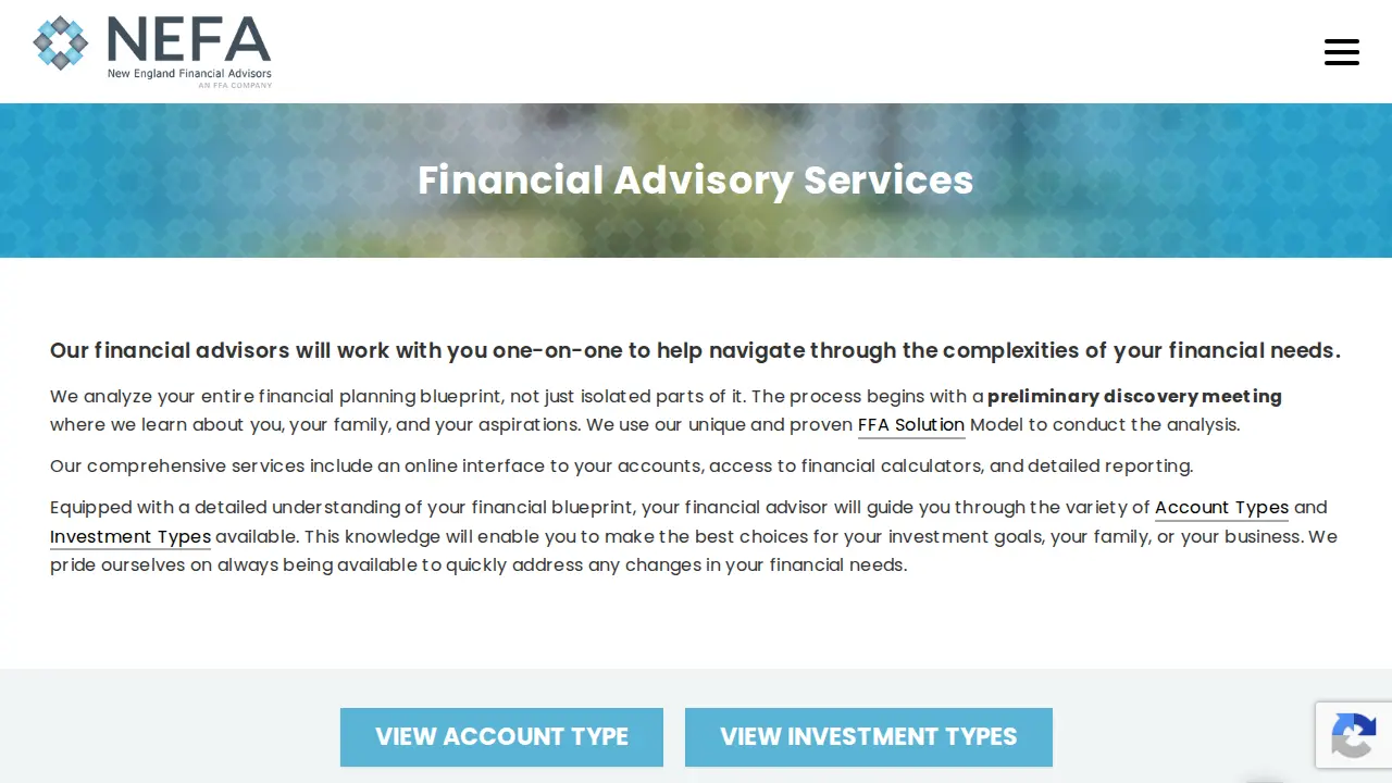 New England Financial Advisors page