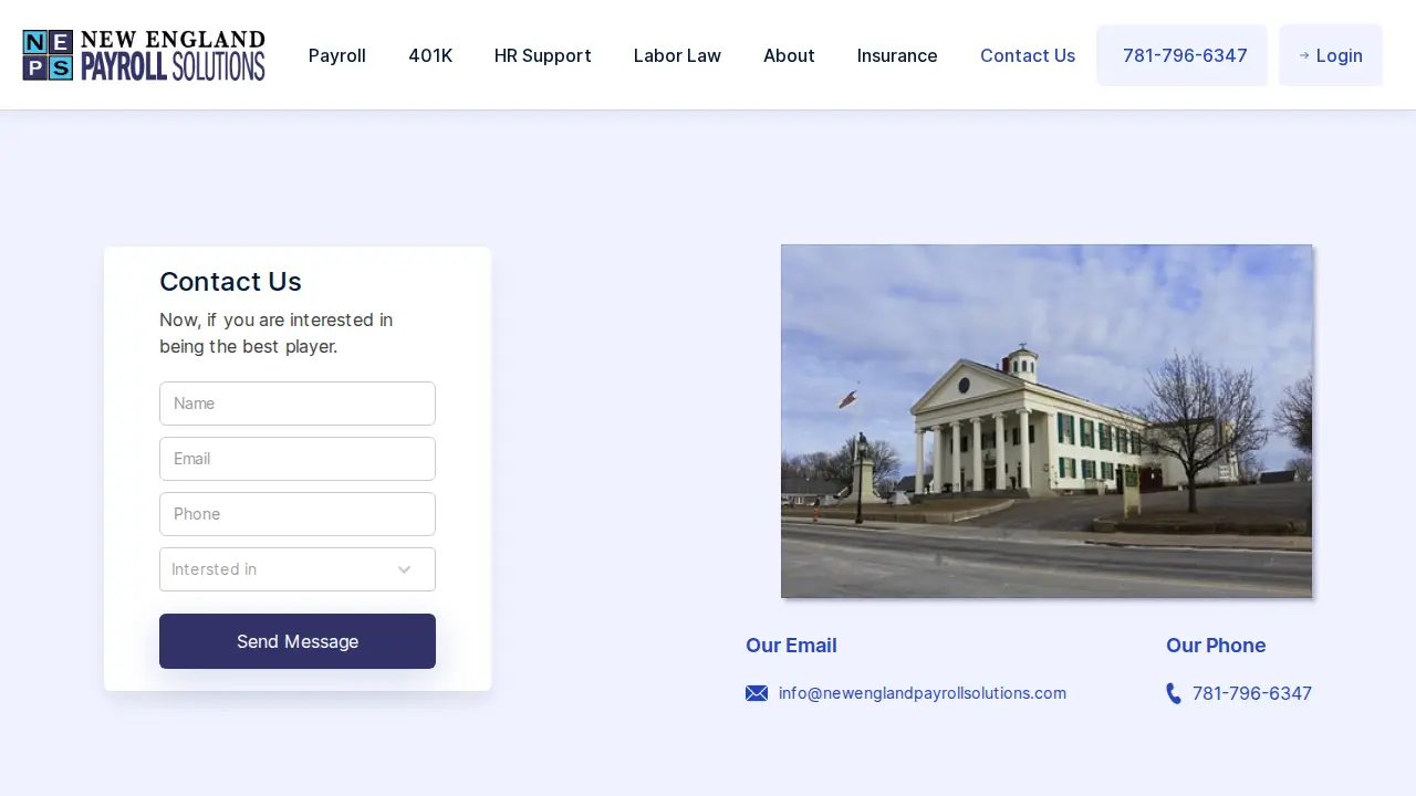 New England Payroll Solutions page