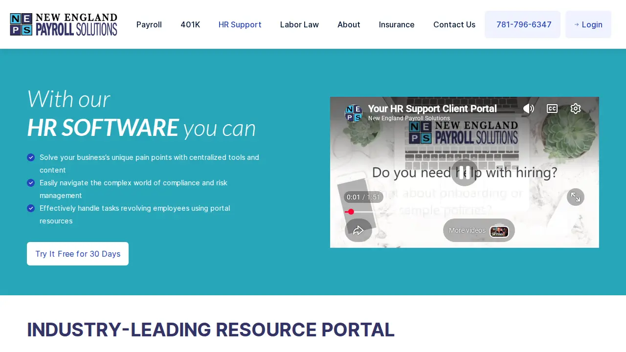 New England Payroll Solutions page