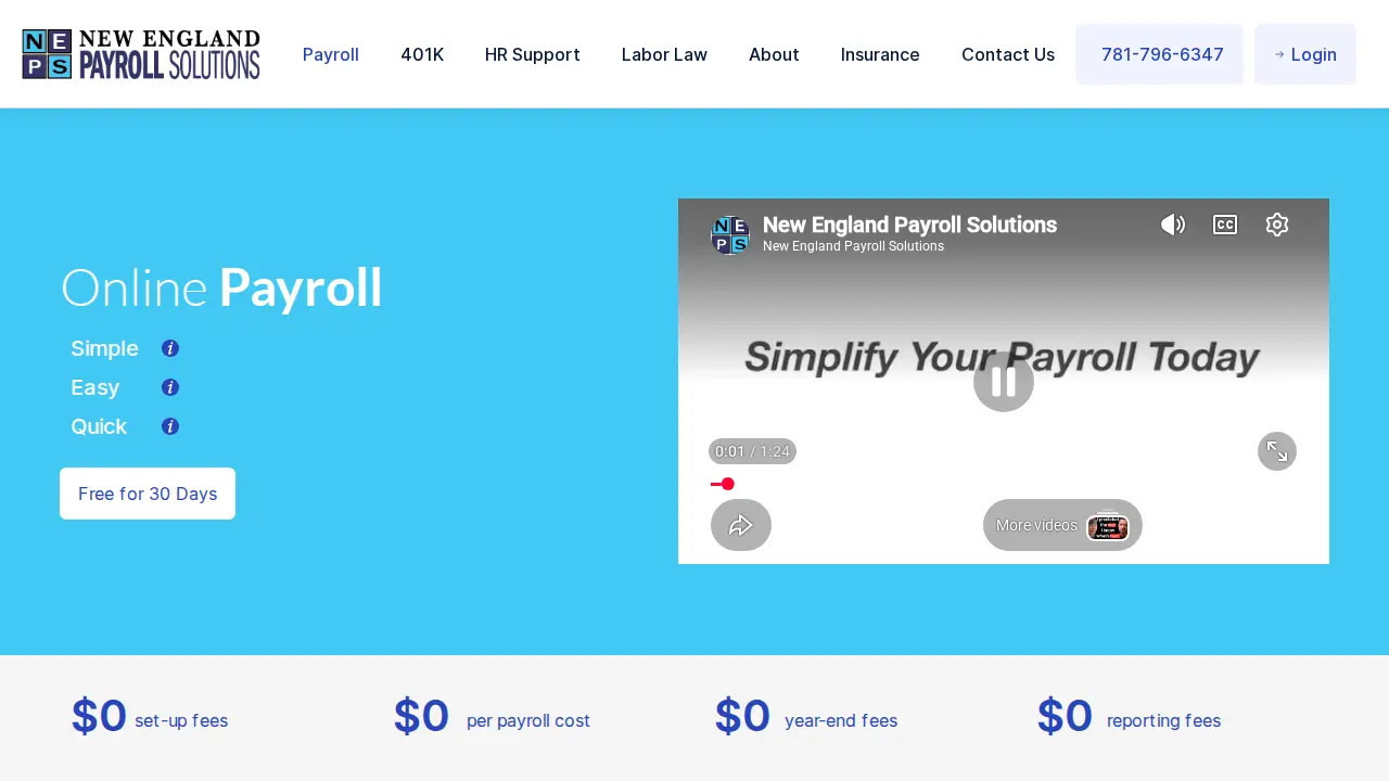 New England Payroll Solutions page