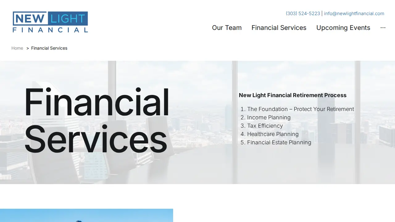 New Light Financial page