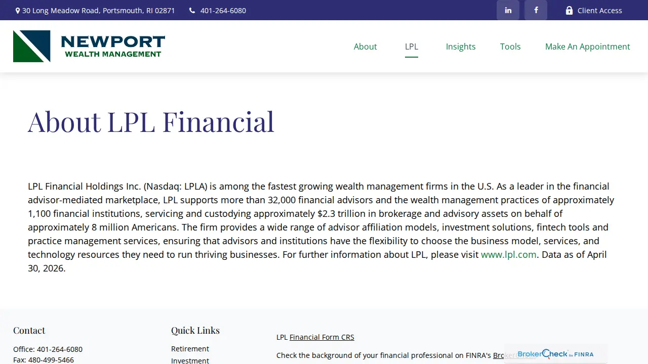 Newport Wealth Management page