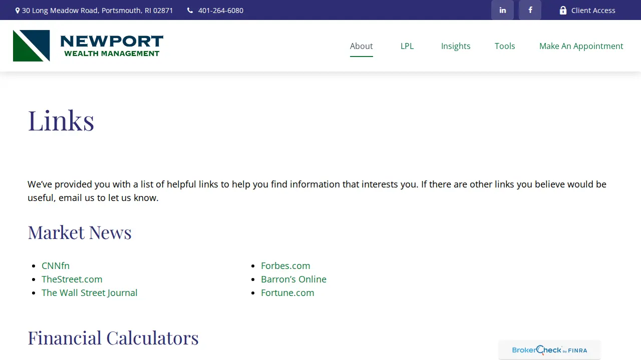 Newport Wealth Management page