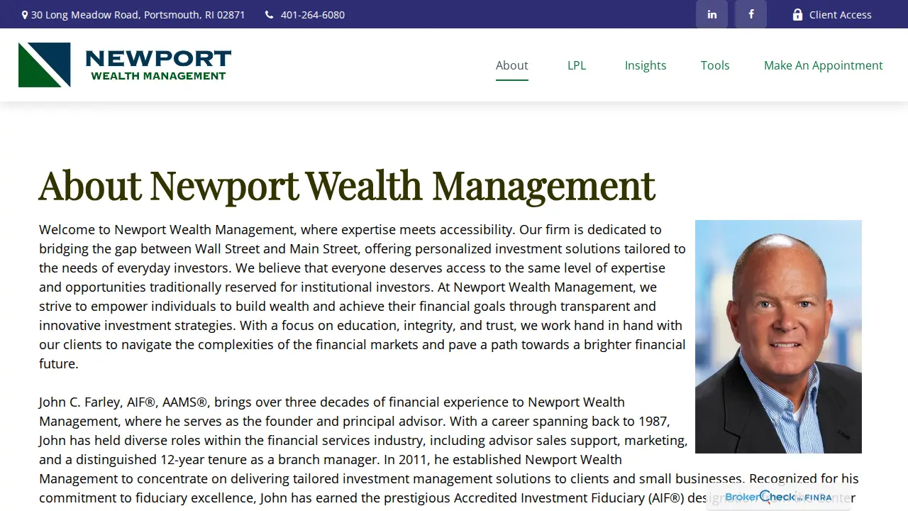 Newport Wealth Management page
