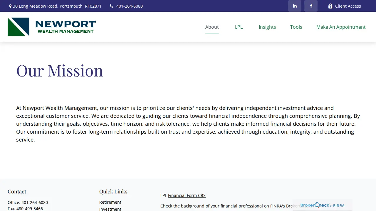 Newport Wealth Management page