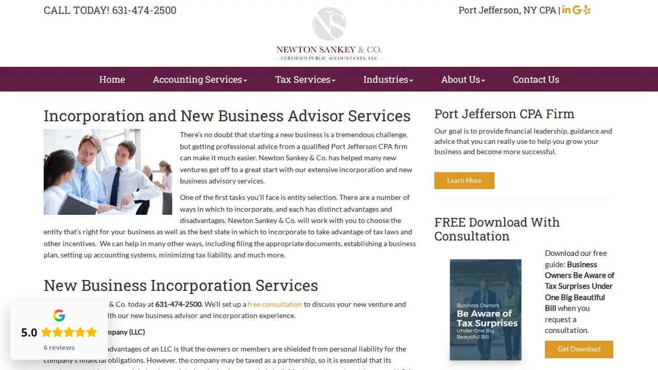 Newton Sankey & Co. page