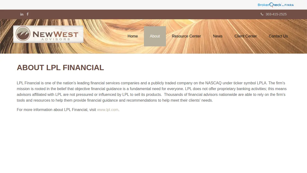 New West Advisors page