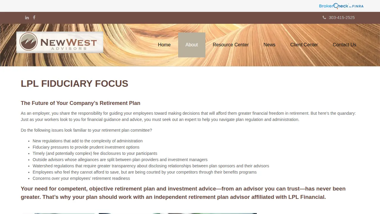 New West Advisors page
