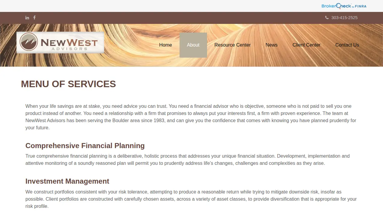 New West Advisors page