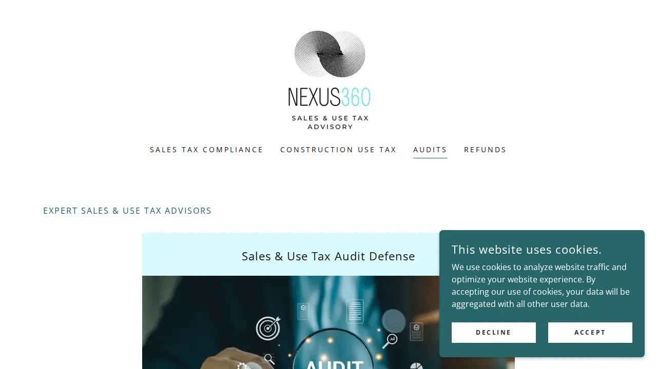 Nexus360 Sales & Use Tax Advisory page