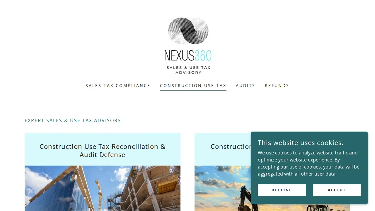 Nexus360 Sales & Use Tax Advisory page