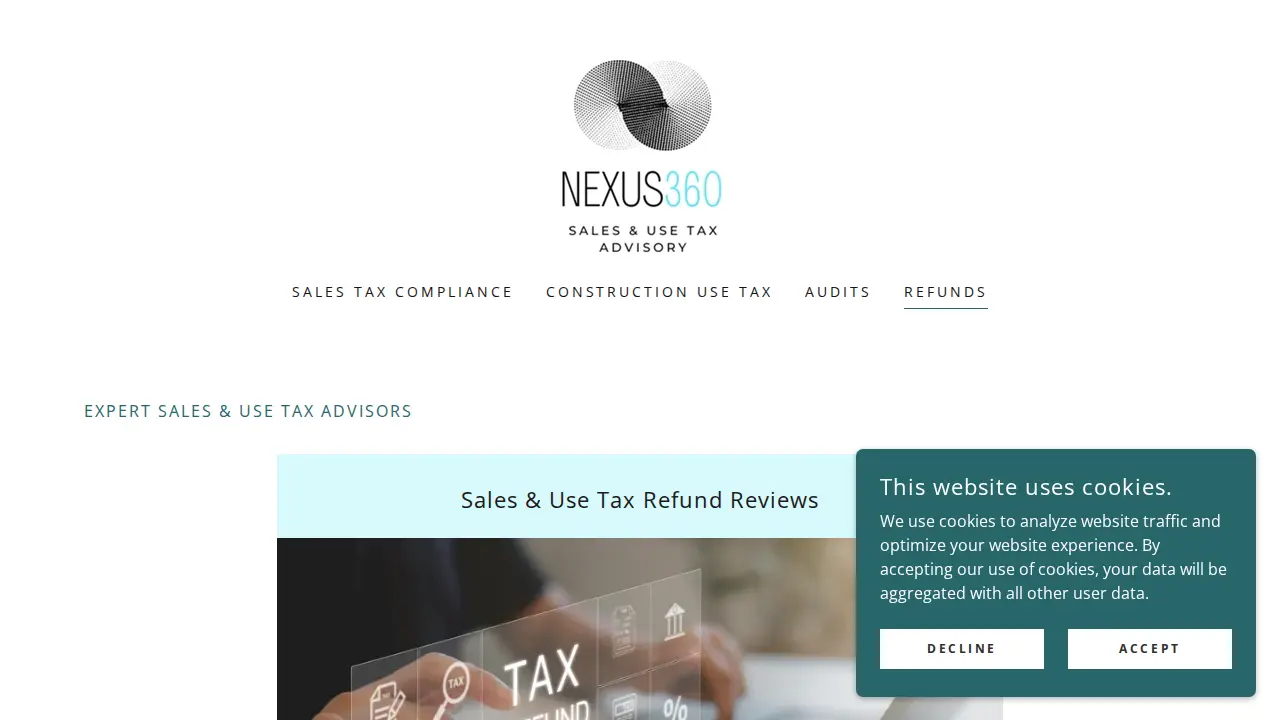Nexus360 Sales & Use Tax Advisory page