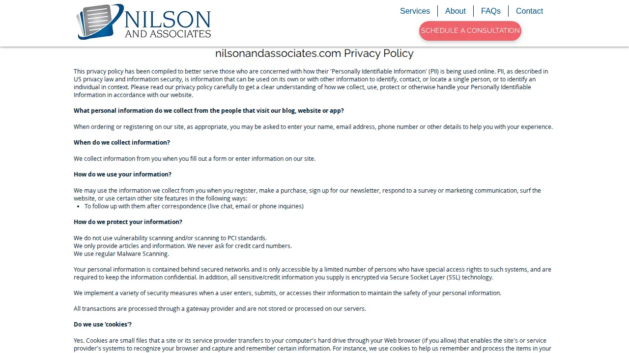 Nilson and Associates page