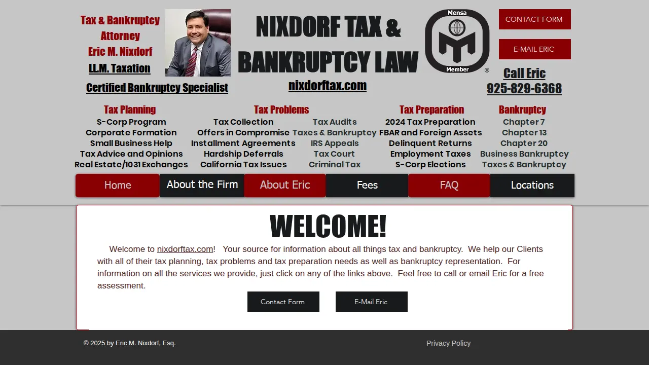 Nixdorf Tax & Bankruptcy Law, Eric M. Nixdorf, Esq., LL.M. Tax, Certified Bankruptcy Specialist