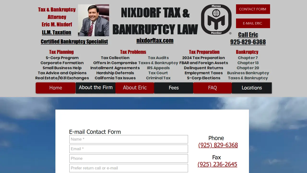 Nixdorf Tax & Bankruptcy Law, Eric M. Nixdorf, Esq., LL.M. Tax, Certified Bankruptcy Specialist page