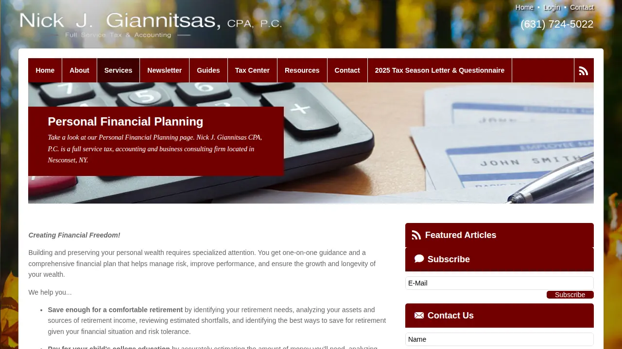 Nick J. Giannitsas CPA, P.C. page