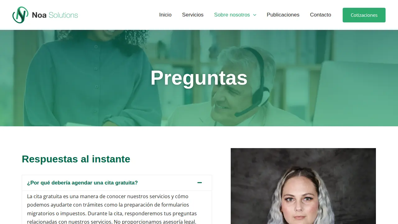 Noa Solutions page