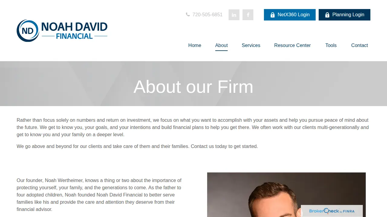 Noah David Financial page