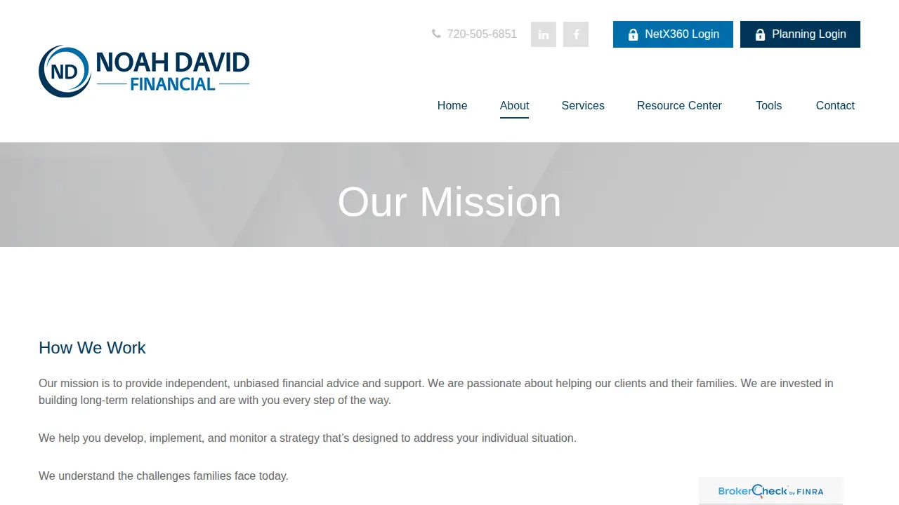 Noah David Financial page