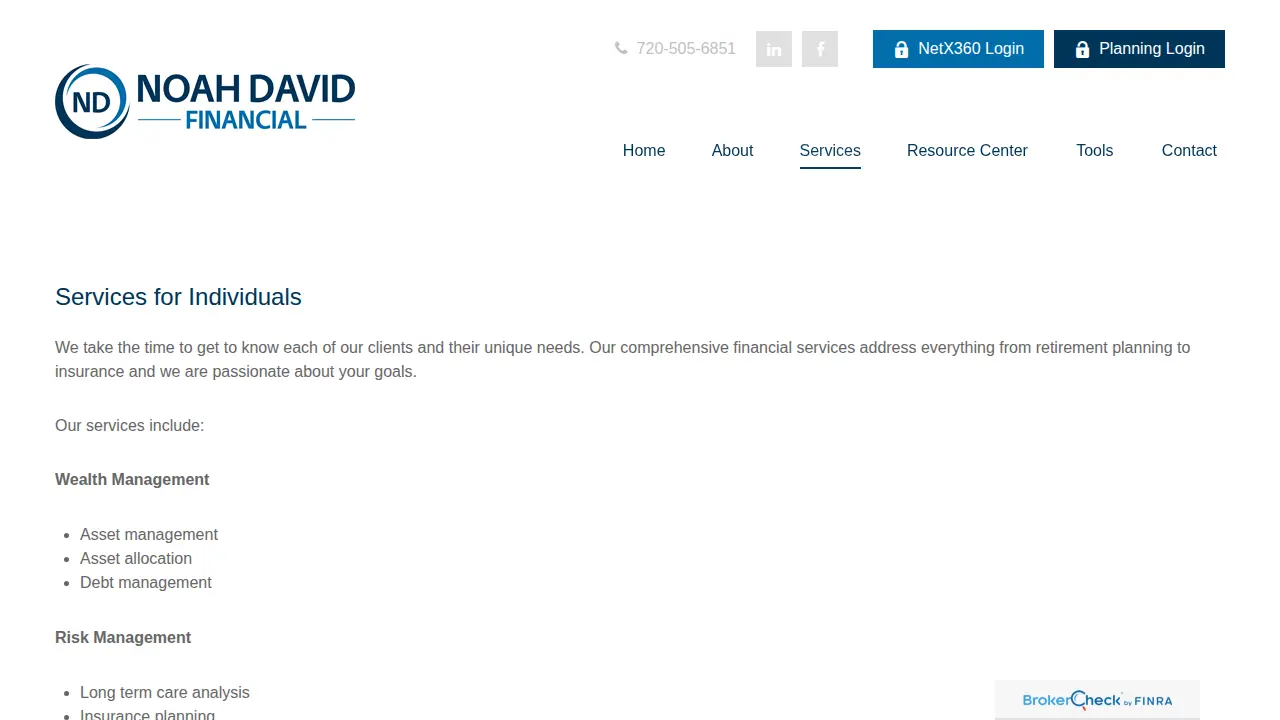 Noah David Financial page