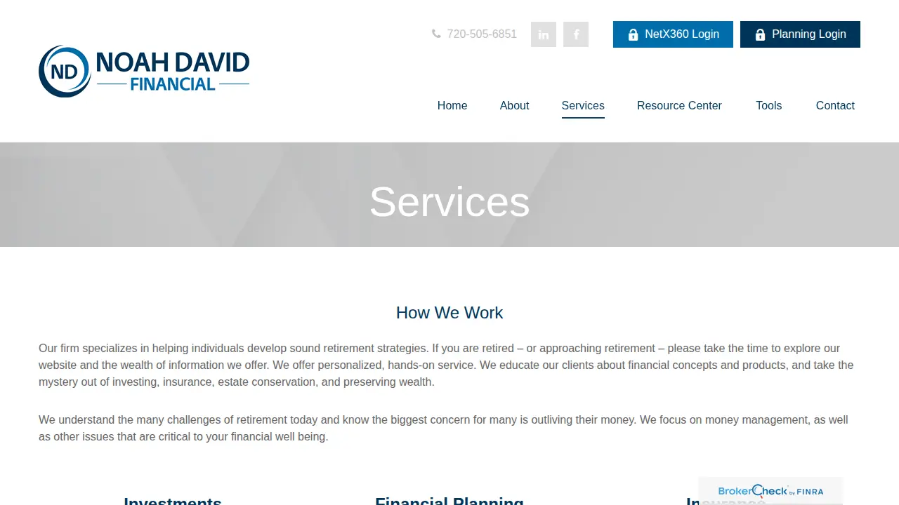 Noah David Financial page