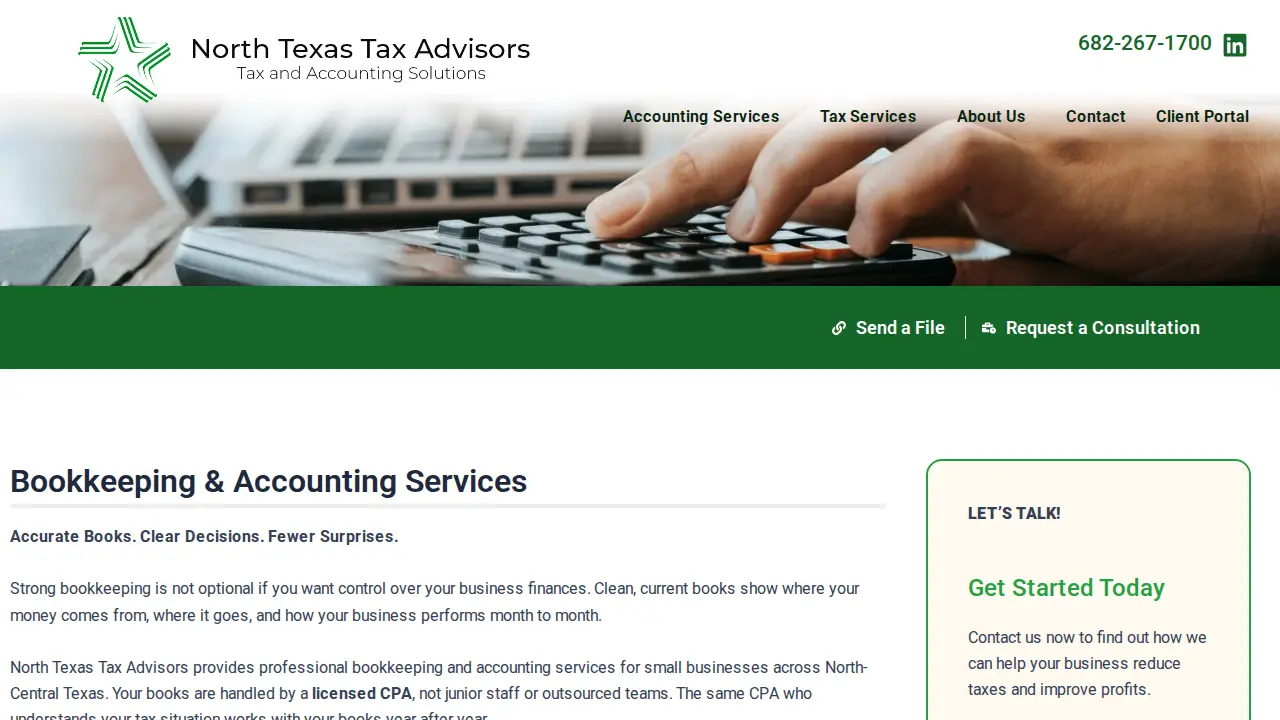 North Texas Tax Advisors page
