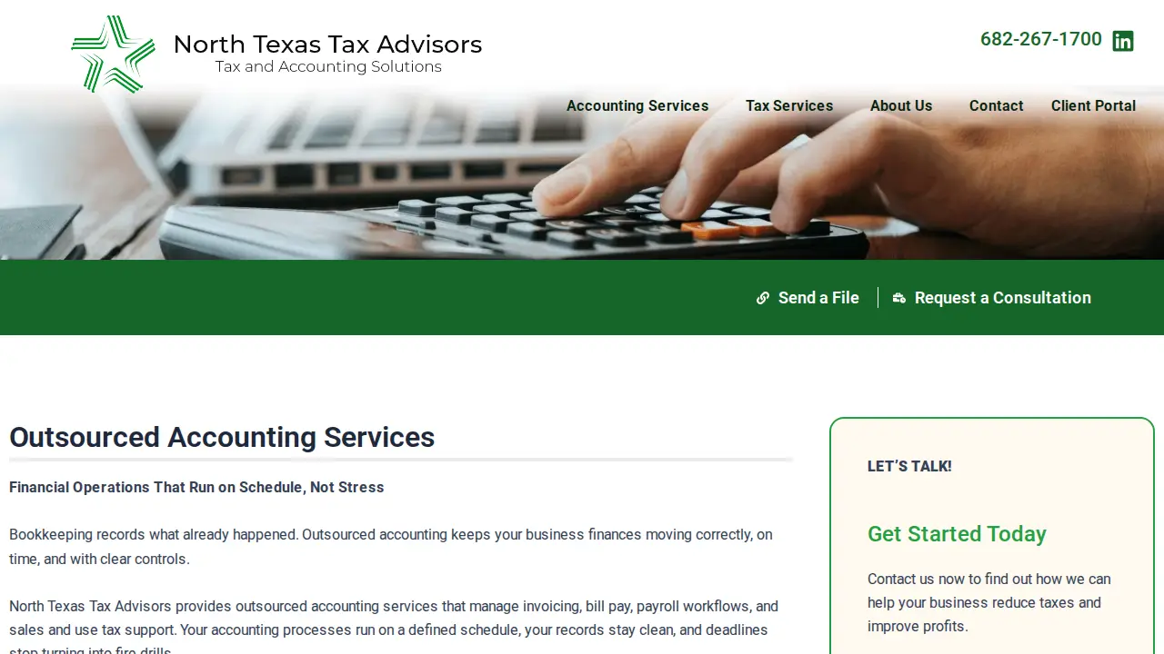 North Texas Tax Advisors page