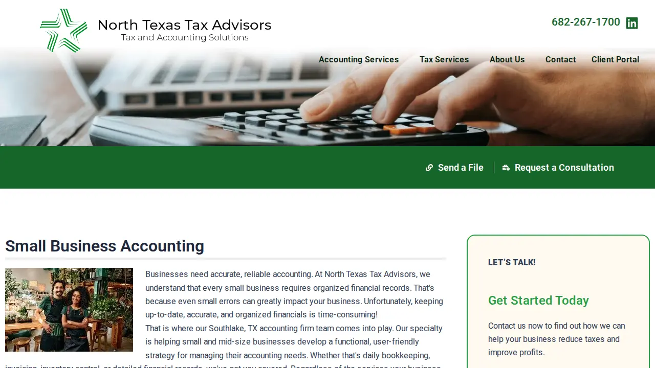 North Texas Tax Advisors page