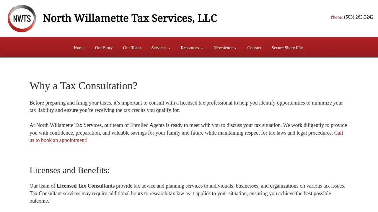 North Willamette Tax Services LLC page