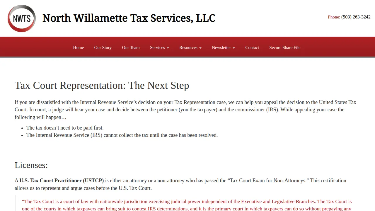 North Willamette Tax Services LLC page