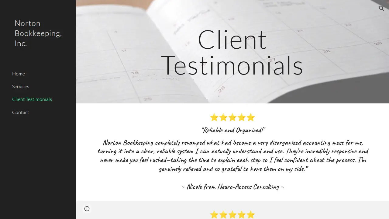 Norton Bookkeeping, Inc. page