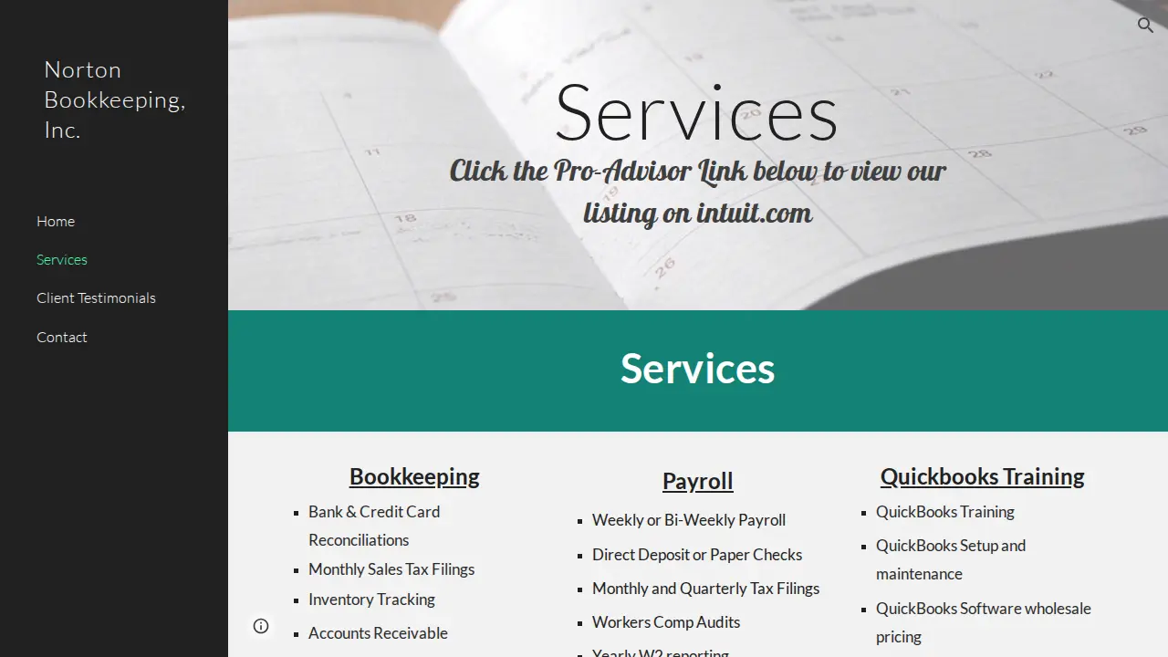 Norton Bookkeeping, Inc. page
