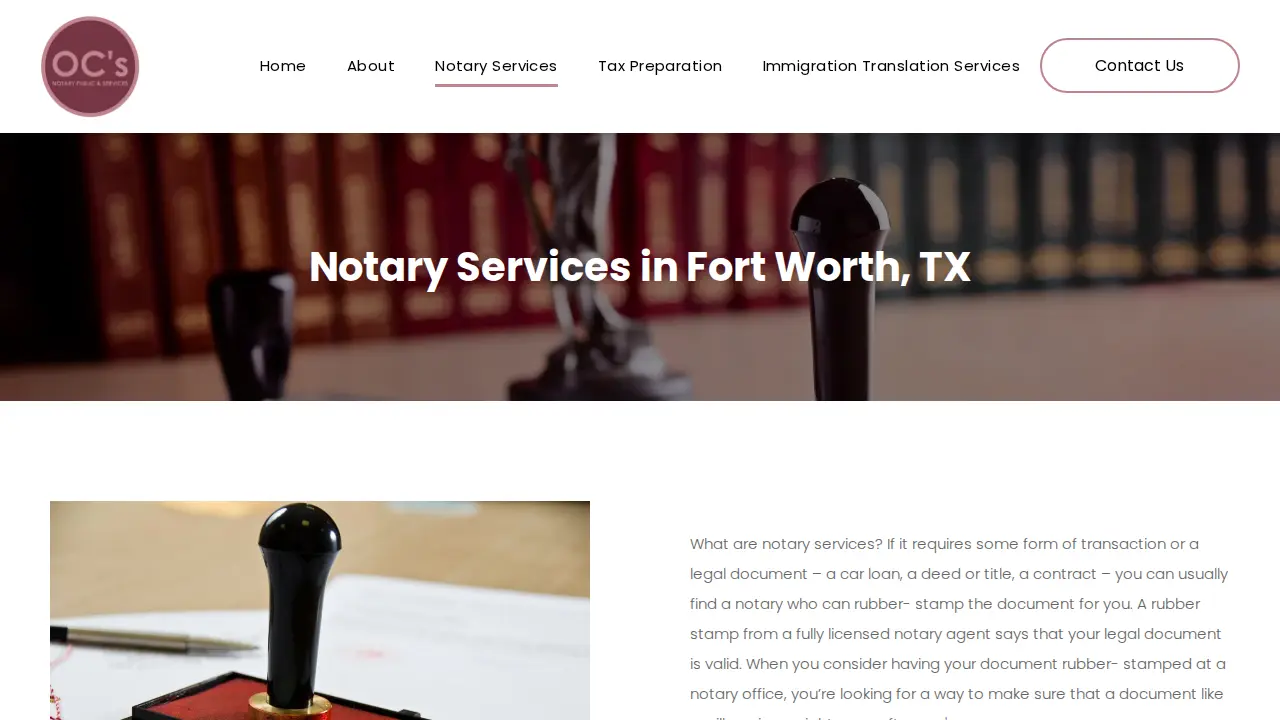 OC's Notary Public & Services page