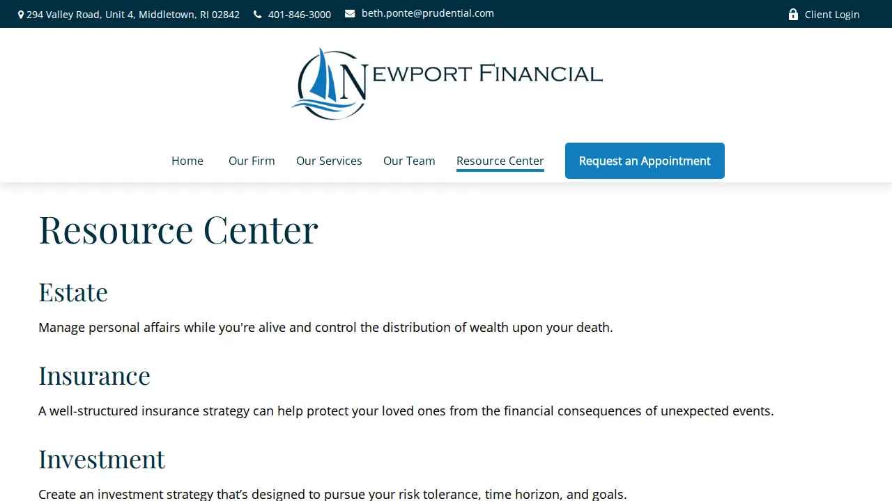 Newport Financial page