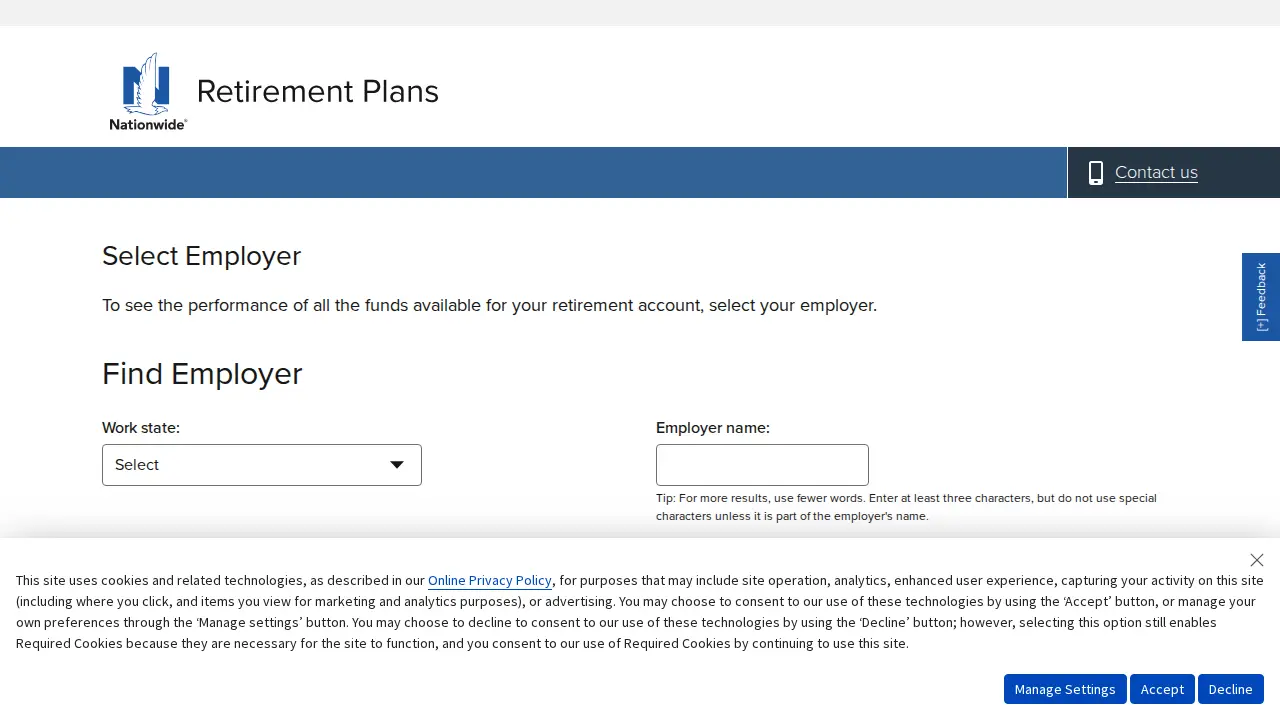 Nationwide Retirement Solutions page