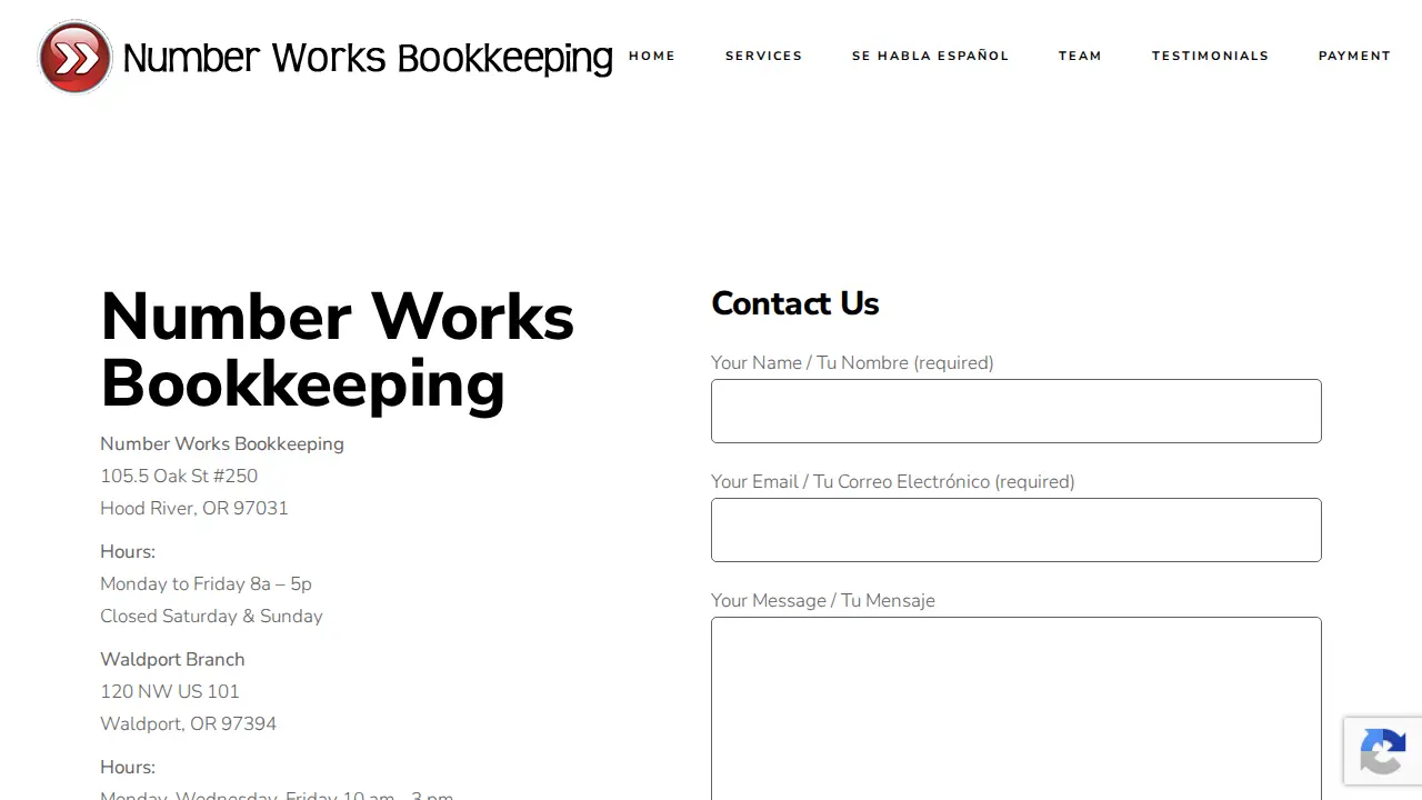 Number Works Bookkeeping page