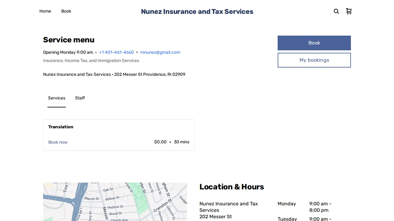 Nunez Insurance & Tax Services page