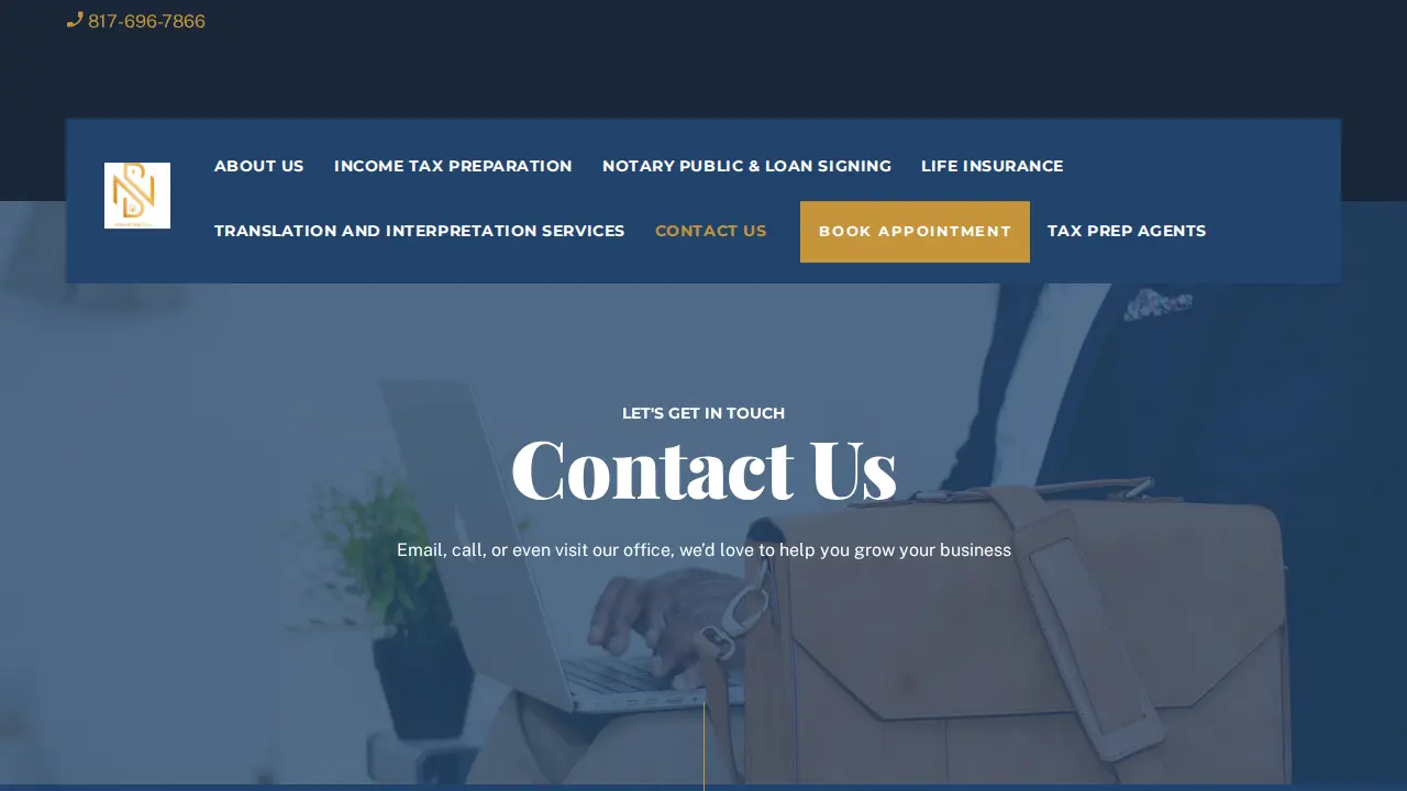 Nura Business Llc. Income tax Preparation, Documents translation(French and English), Life insurance, notary public page