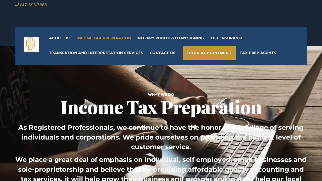 Nura Business Llc. Income tax Preparation, Documents translation(French and English), Life insurance, notary public page