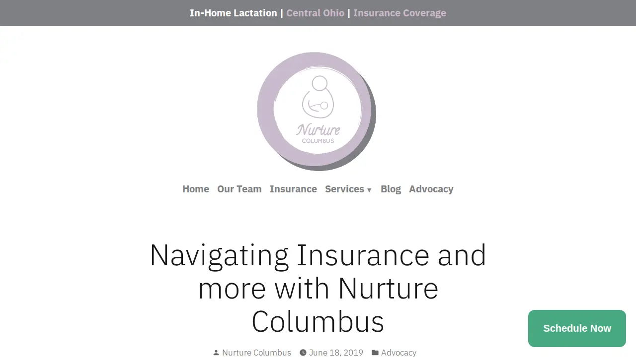 Nurture Columbus Lactation Services page
