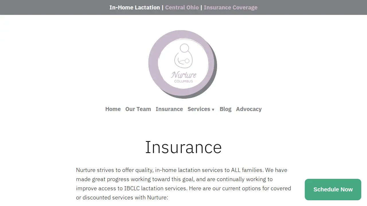Nurture Columbus Lactation Services page