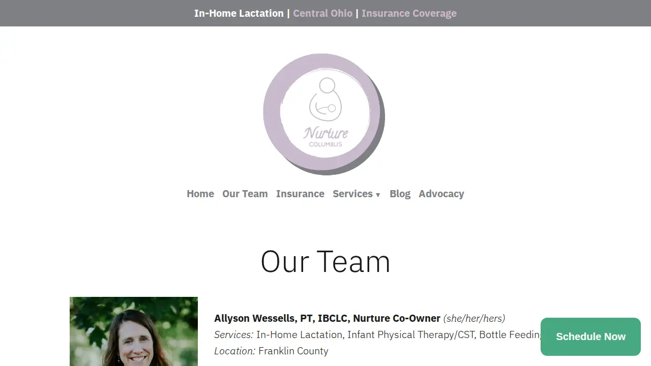 Nurture Columbus Lactation Services page