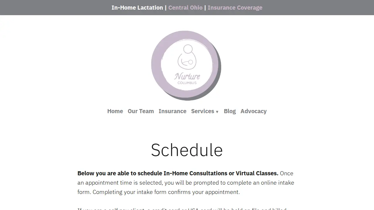 Nurture Columbus Lactation Services page