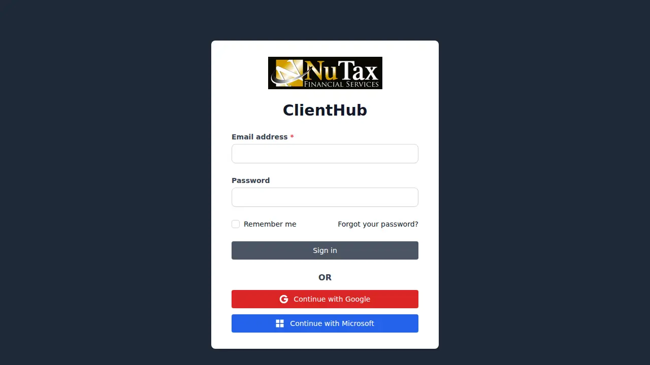 Nutax Financial Services page