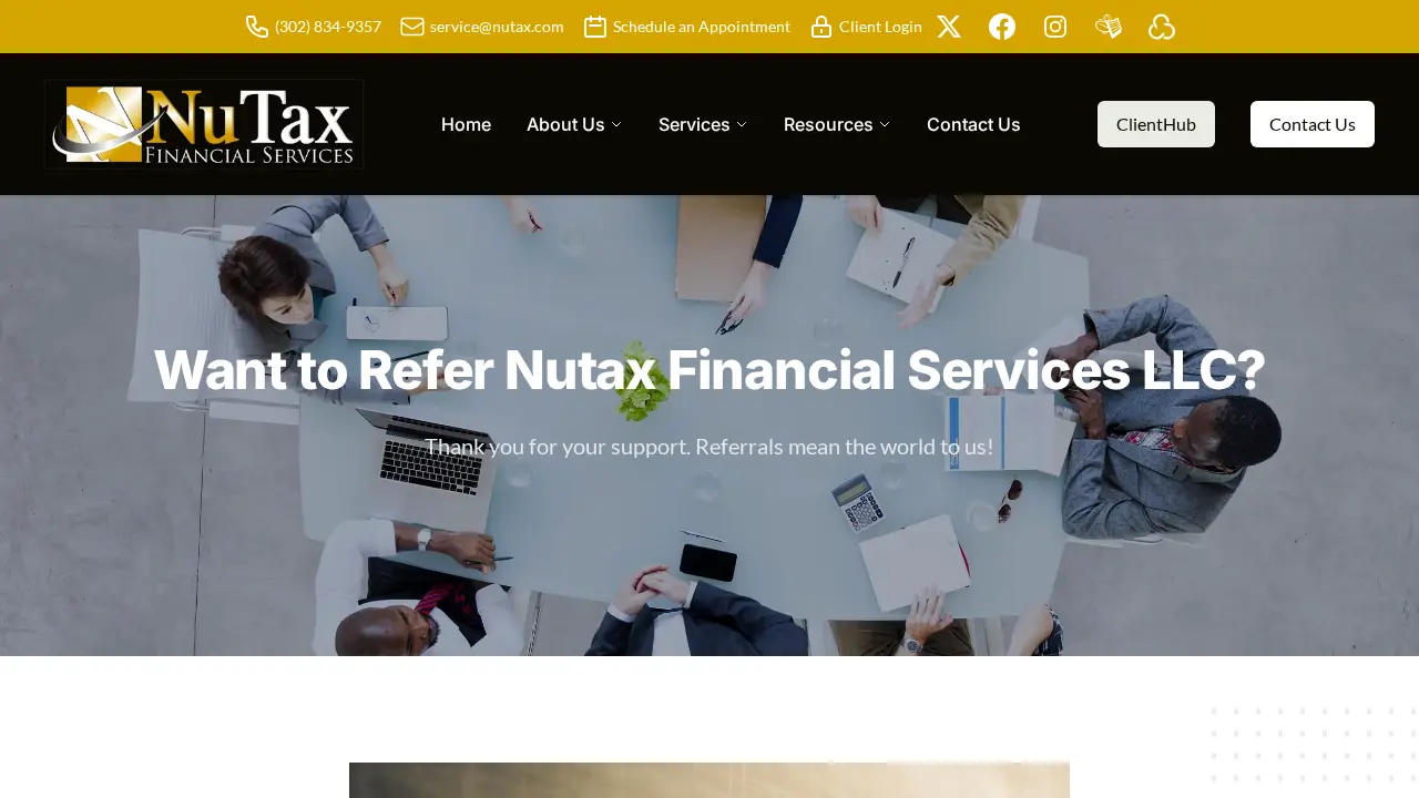Nutax Financial Services page