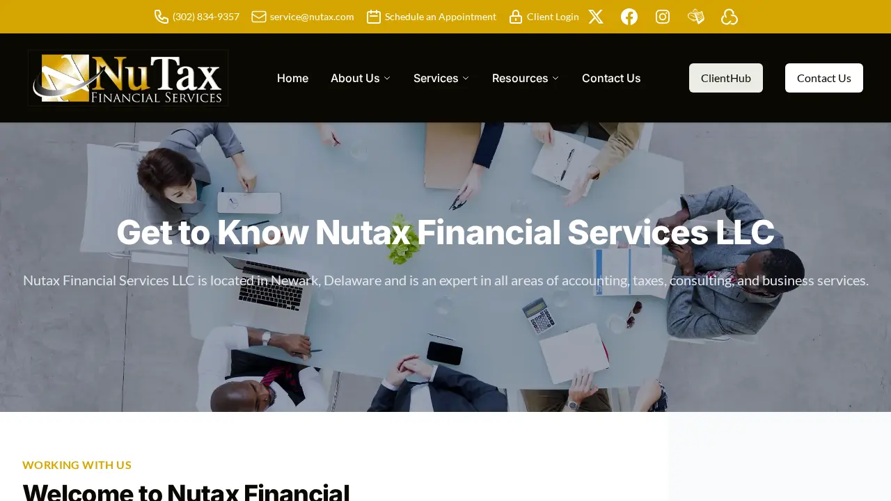 Nutax Financial Services page