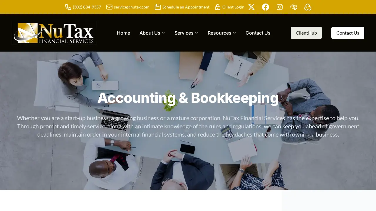 Nutax Financial Services page